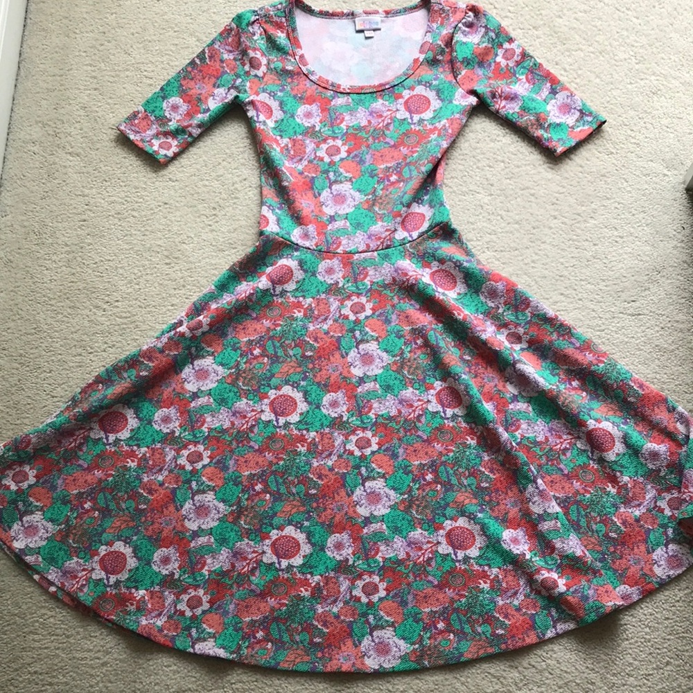 LuLaRoe Kids Floral Dress - Red, Green, Orange, Purple
